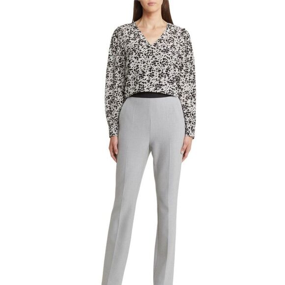 NWT BOSS Baluta confetti print silk popover blouse Size 6 - Picture 2 of 15